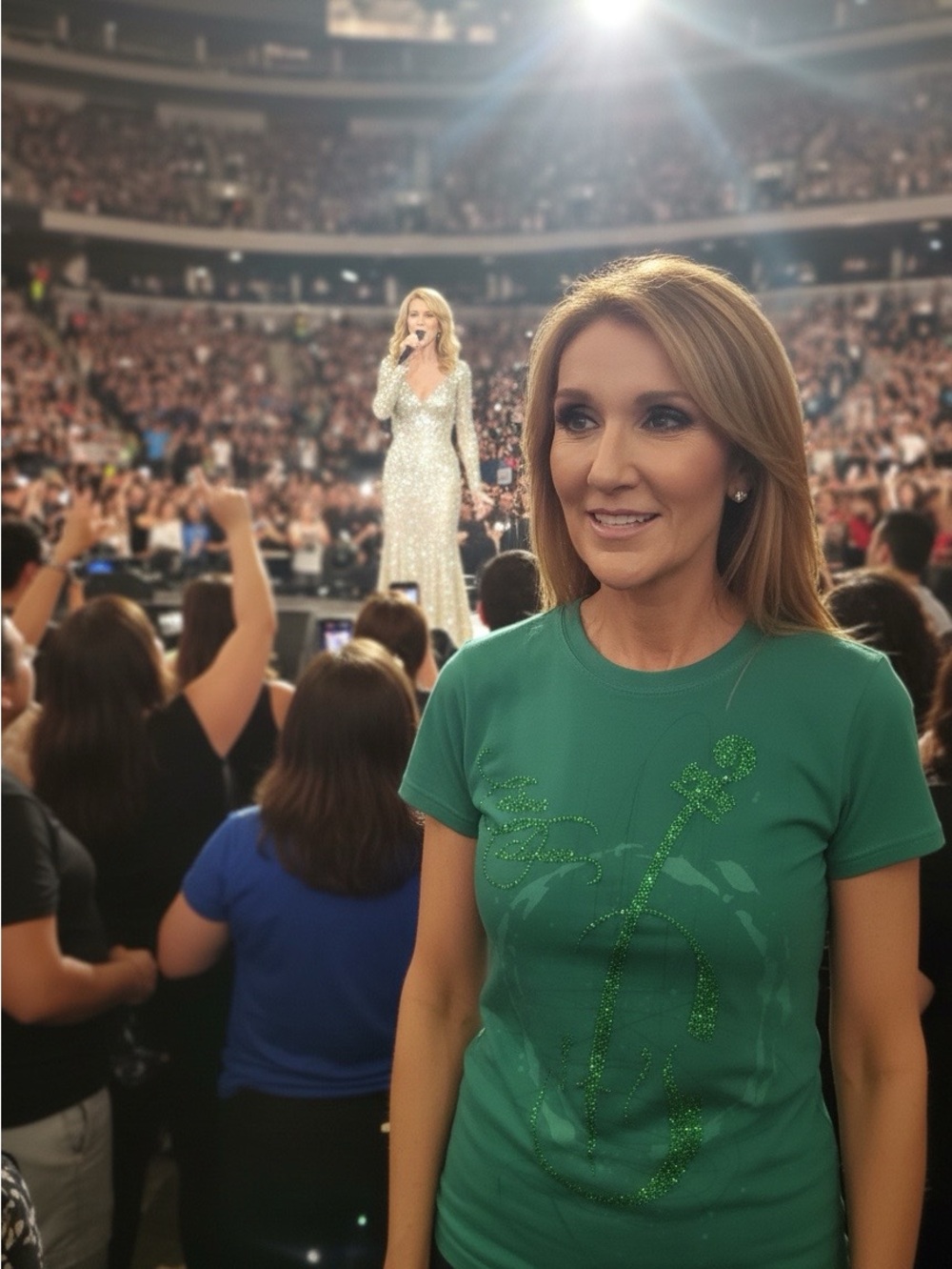 Celine Dion authentic rare vintage t shirt right from her concert sparkly violin